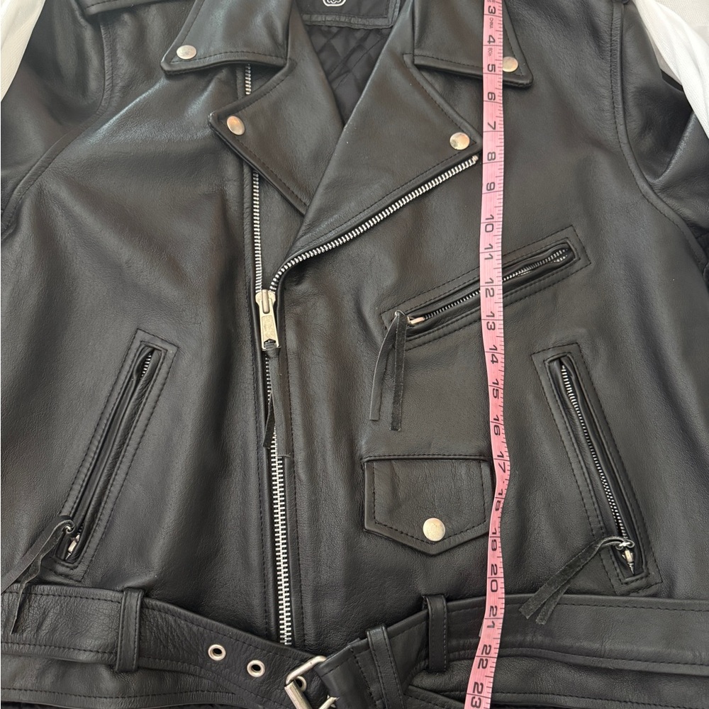 Classic Black Leather Biker Jacket - Picture 14 of 15